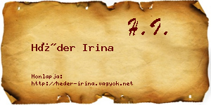 Héder Irina névjegykártya